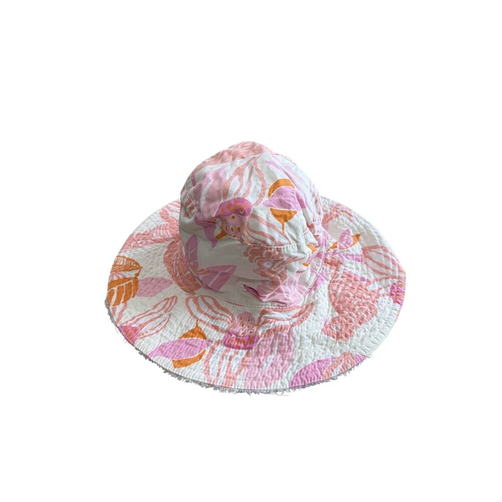 Vintage Lilly Pulitzer Bucket Hat Pink Orange Cockatoo Terry Lined Resort - Picture 6 of 13